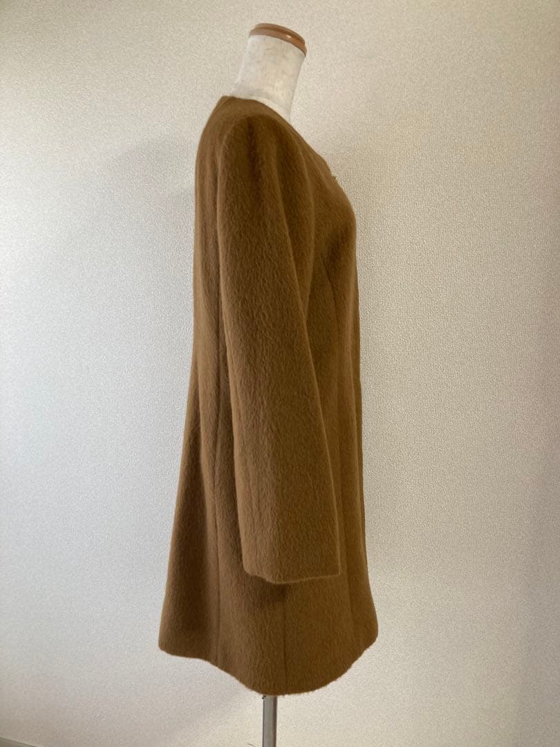 美品INED イネド アルパカ　毛混入　ノーカラーコート ロングコート