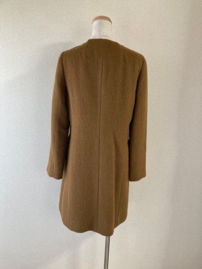 美品INED イネド アルパカ　毛混入　ノーカラーコート ロングコート