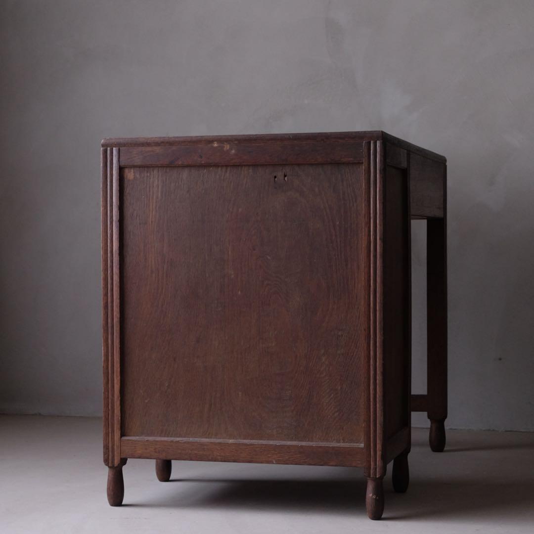 楢材 ５杯抽斗 片袖机　デスク テーブル 引き出し 古家具 アンティーク レトロ