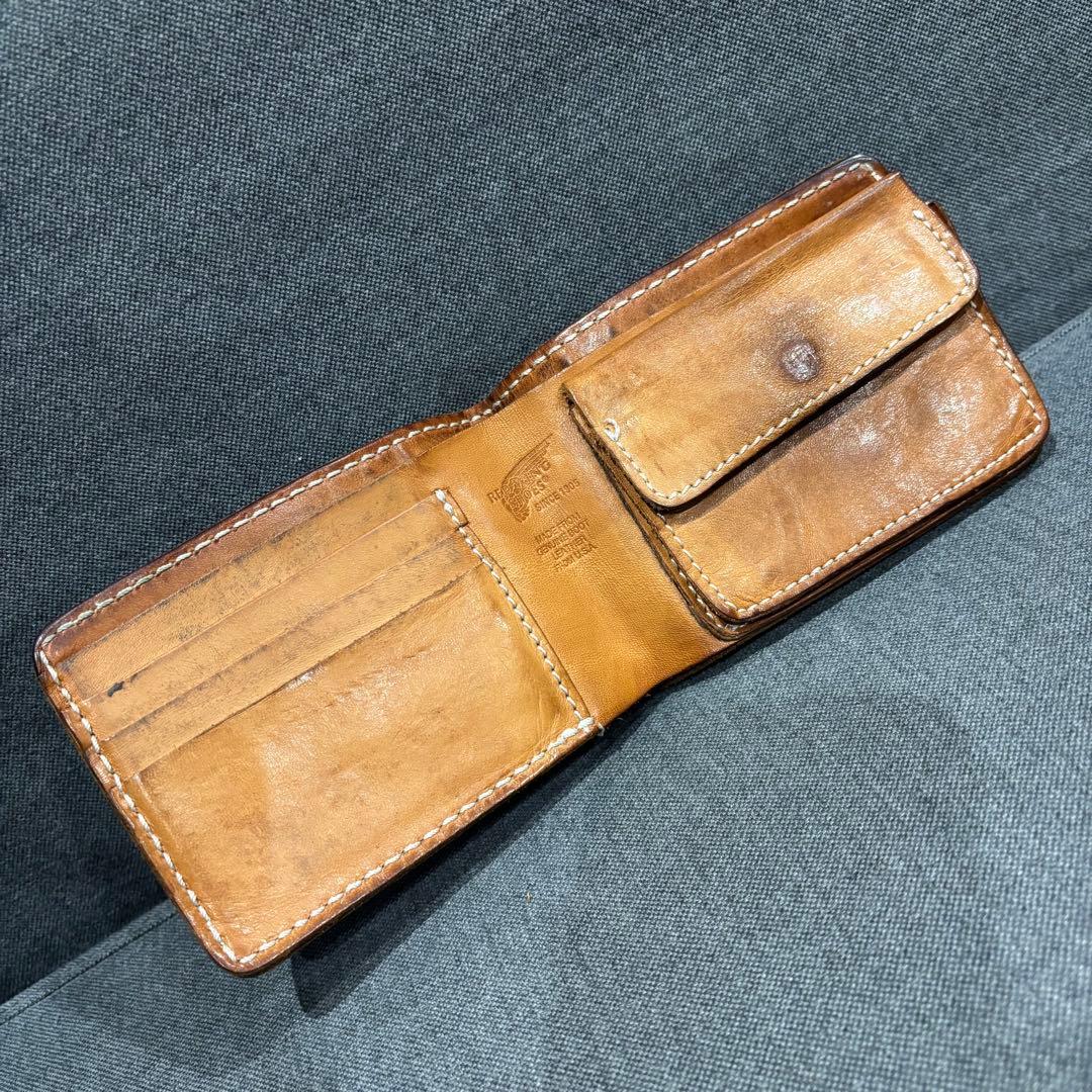 希少 RED WING 二つ折り財布 本革 USAブーツレザー使用（ブラウン）