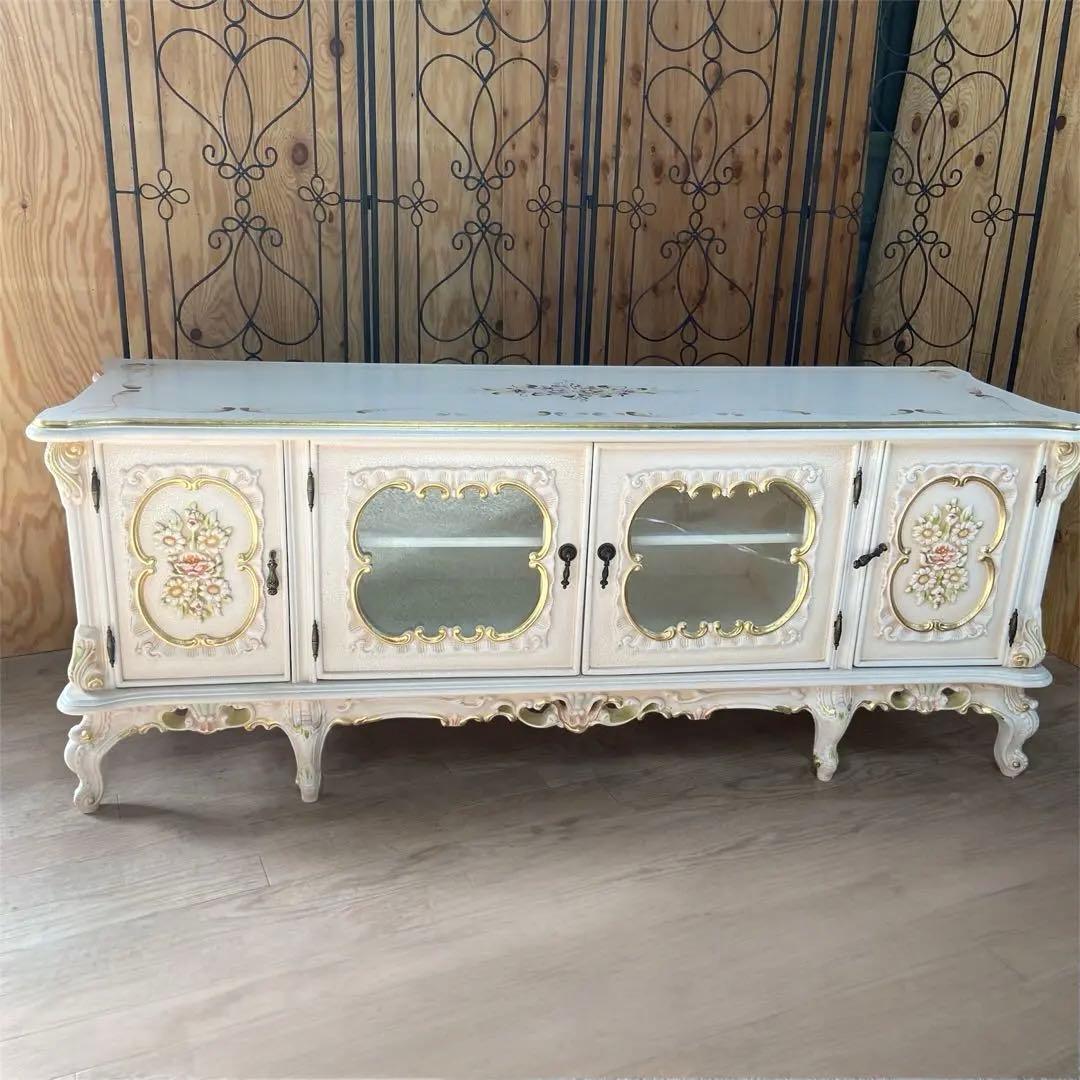 テレビボード　ロココ調　猫脚 プリンセス ヨーロピアン 姫系　花柄⑤