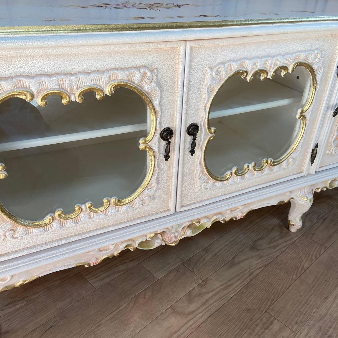 テレビボード　ロココ調　猫脚 プリンセス ヨーロピアン 姫系　花柄⑤