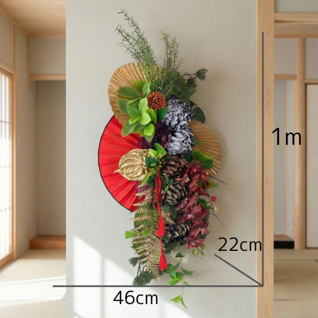 【特大1mサイズ 正月しめ縄リース】モダン迎春装飾｜店舗・商業用 光触媒フラワー