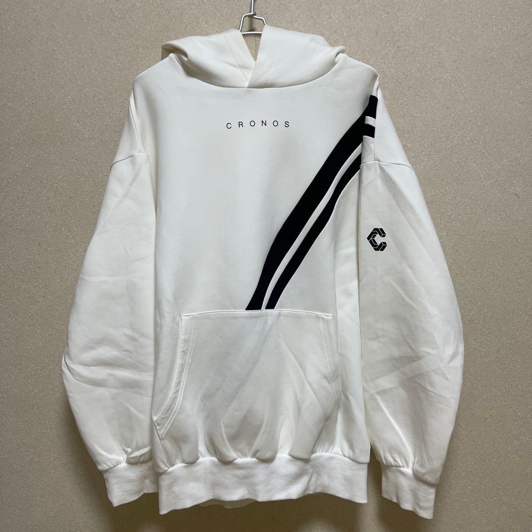 CRONOS ホワイト ストライプ　パーカー　Ｌサイズ