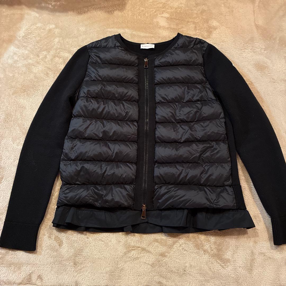 MONCLER ブラックダウンジャケット 1 ダウン×ウール ブラック フレア