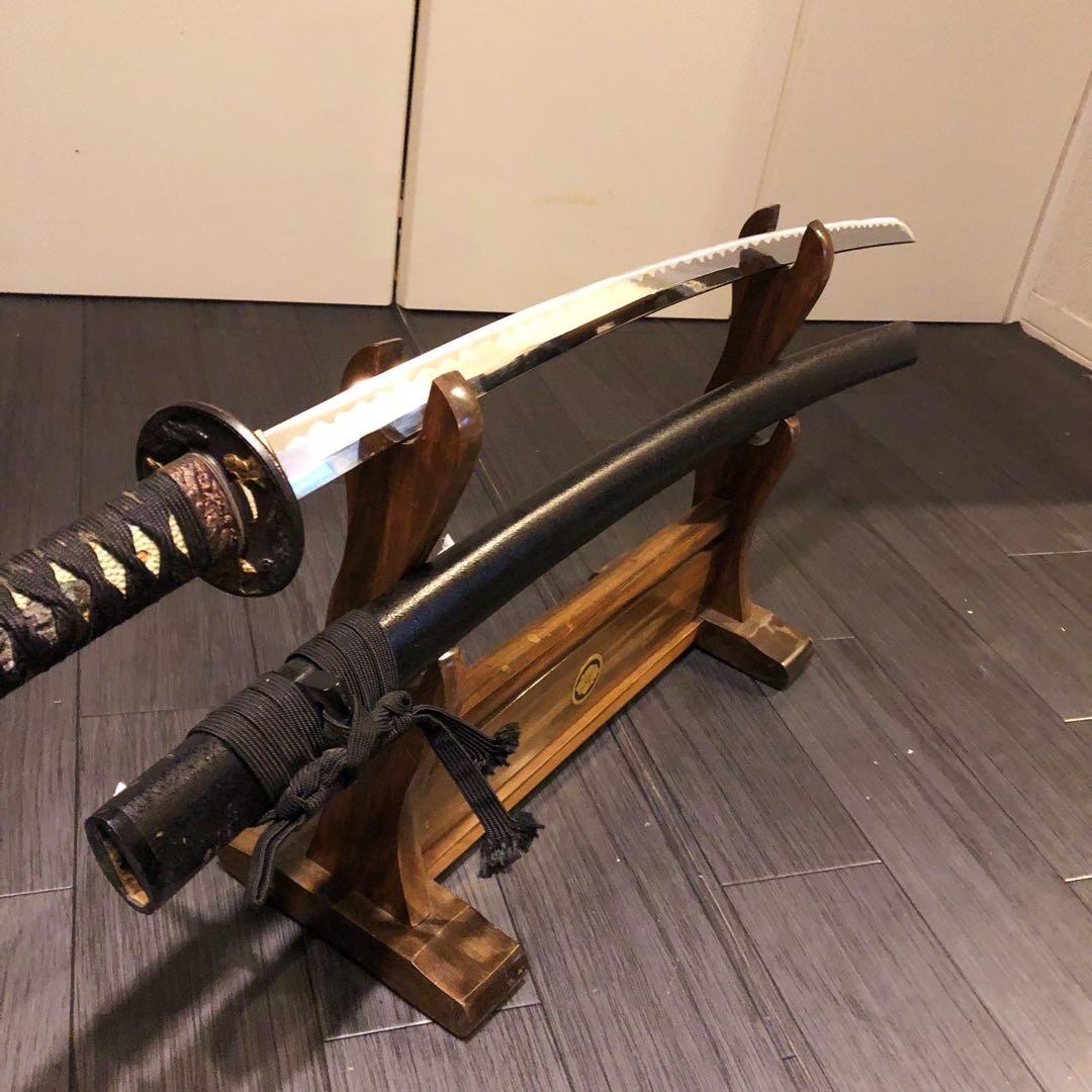 本格模造刀　黒拵え　居合刀　研波刃　合金　本格模擬刀