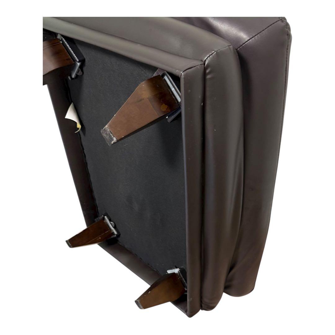 【関家具】レザーオットマン スツール 焦げ茶 合皮 モダンデザイン