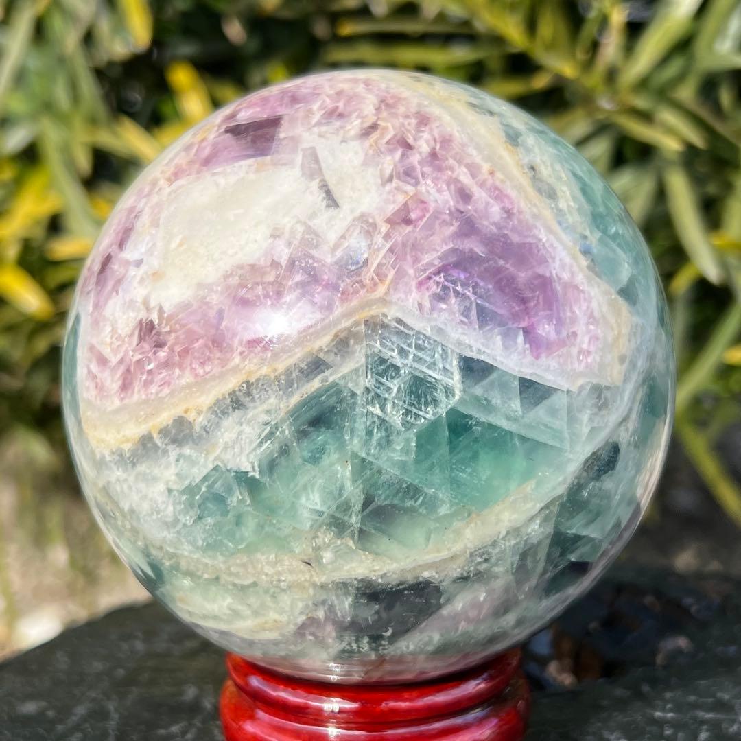 ✨魅惑の色彩✨神秘的な美麗スフィア✨マルチカラーフローライト 丸玉 天然石 原石