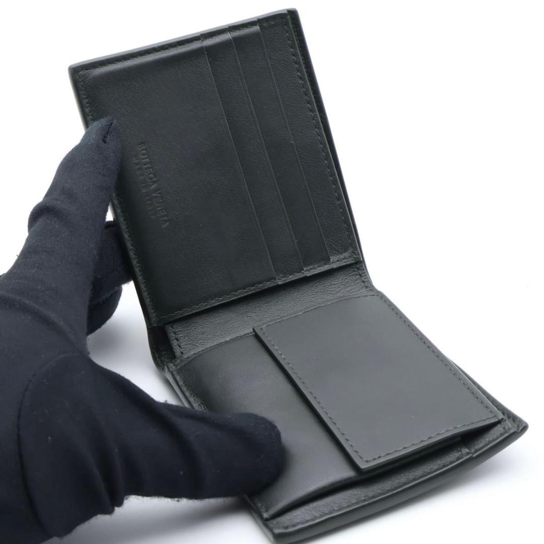 【極美品】BOTTEGAVENETA カセット　二つ折り財布　ダークモス