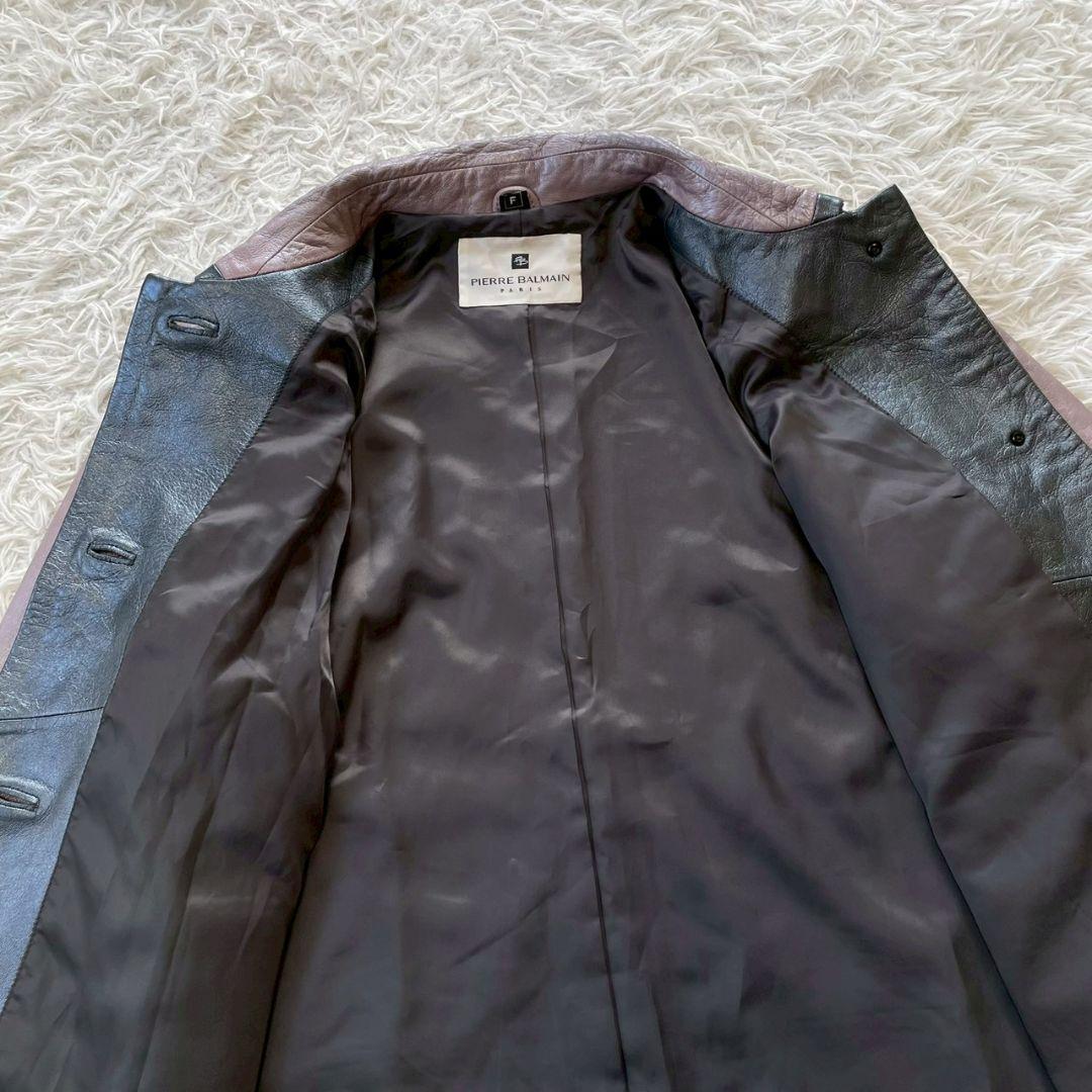 レアデザイン✨PIERRE BALMAIN　ラムレザー　ロング　コート　タグ付き