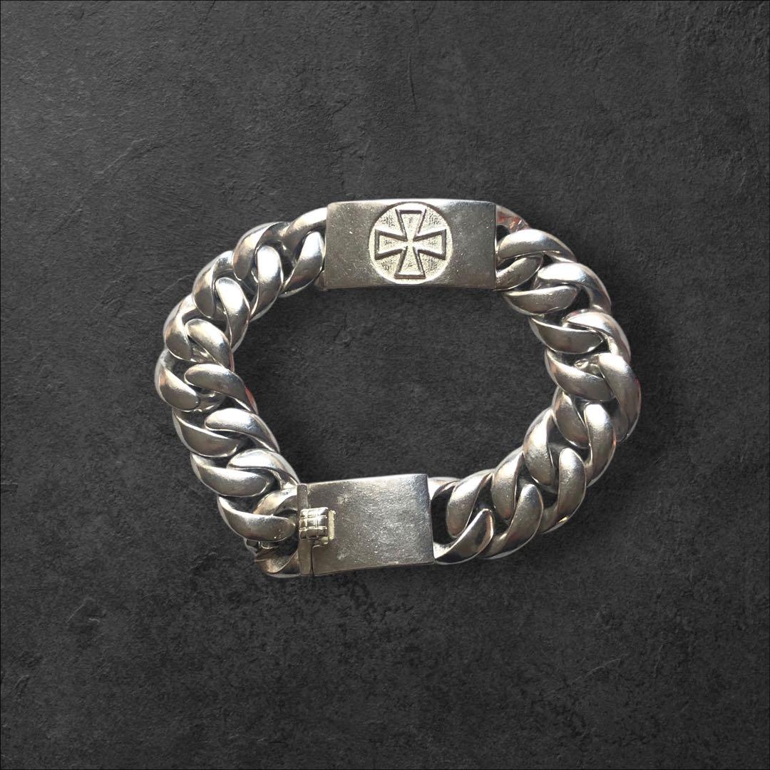 シルバー925 クロス　喜平チェーンブレスレット S925 刻印あり 80s