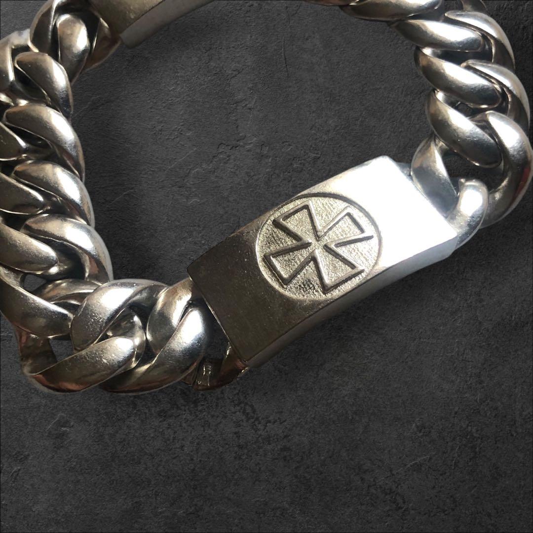 シルバー925 クロス　喜平チェーンブレスレット S925 刻印あり 80s