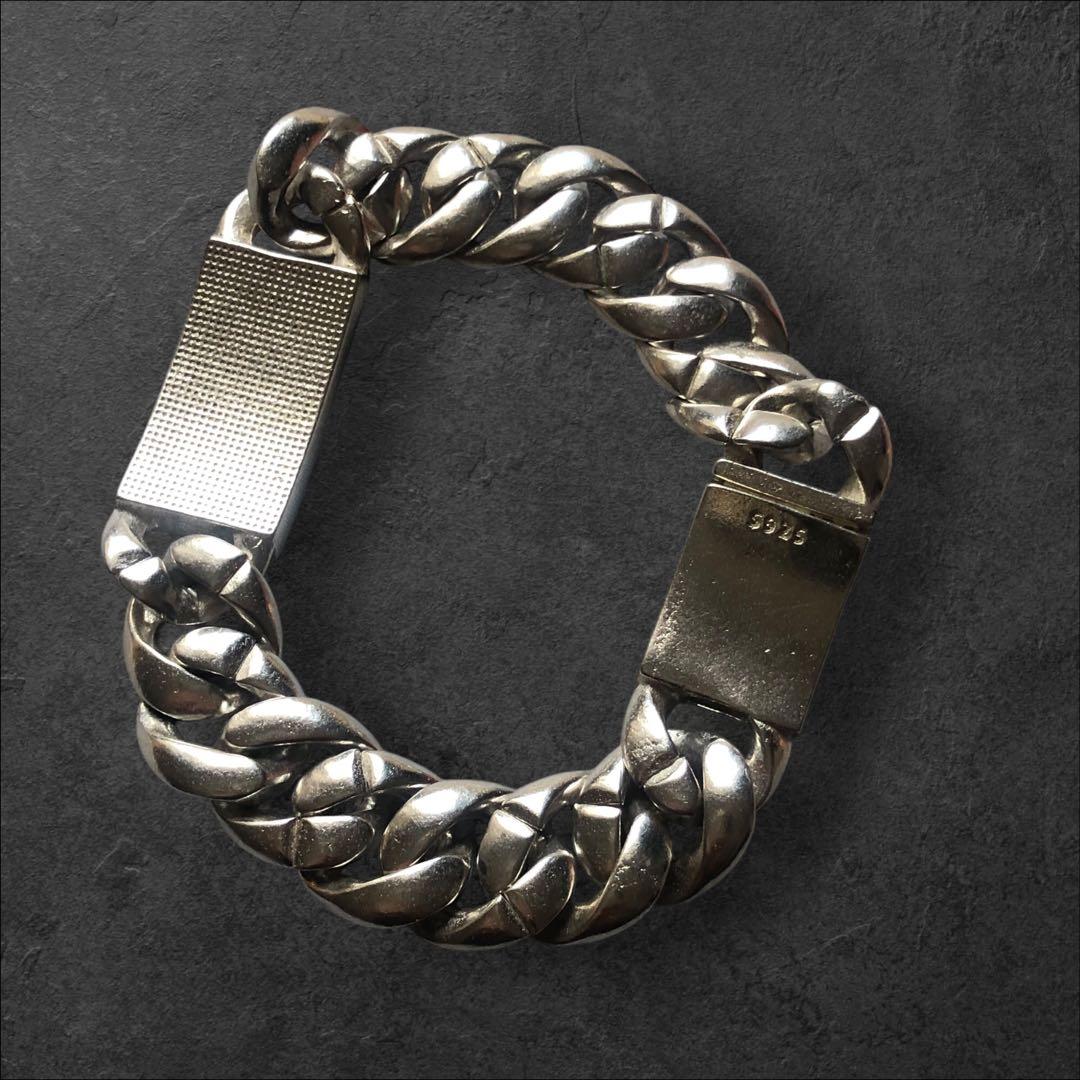 シルバー925 クロス　喜平チェーンブレスレット S925 刻印あり 80s