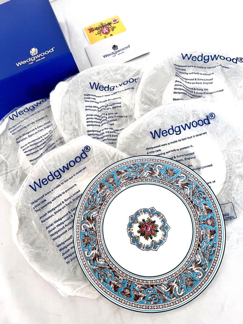 未使用 ウェッジウッド フロレンティーン ターコイズ プレート 6枚セット