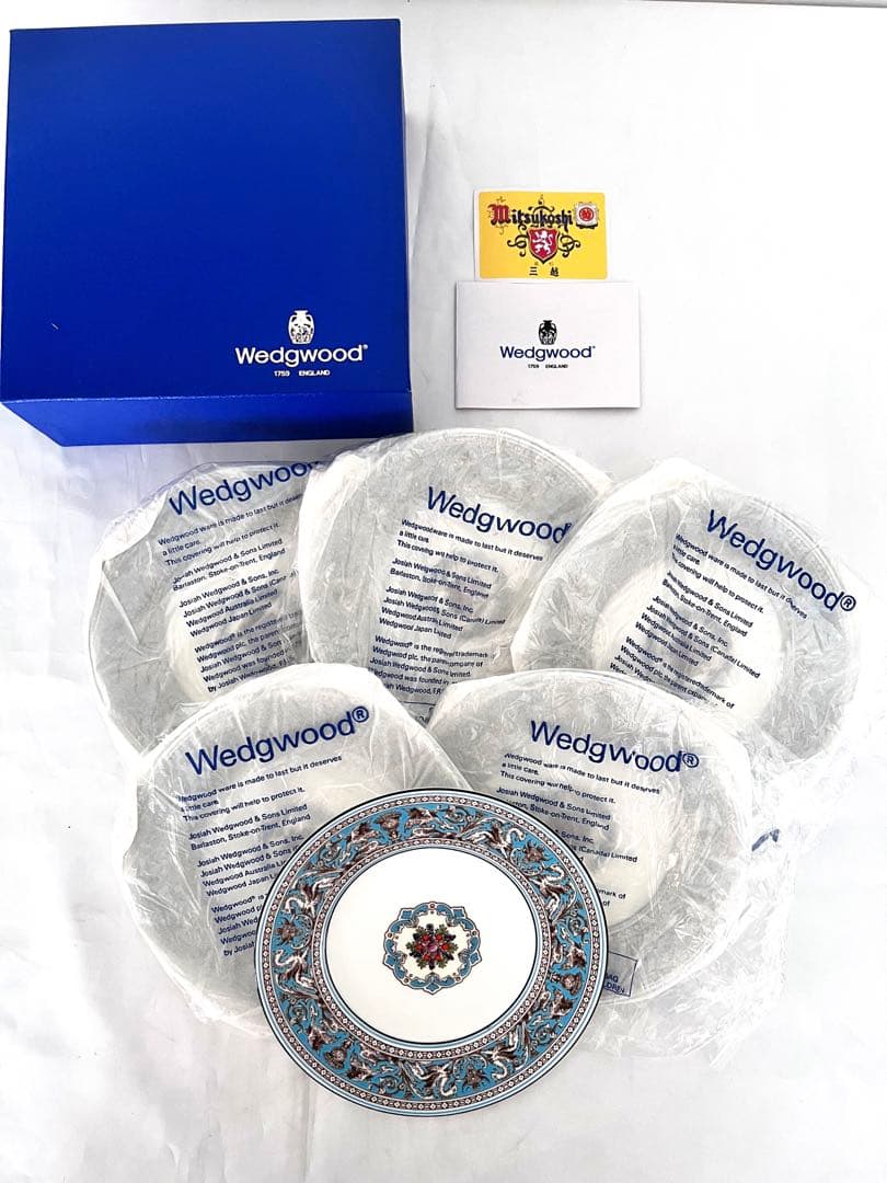 未使用 ウェッジウッド フロレンティーン ターコイズ プレート 6枚セット