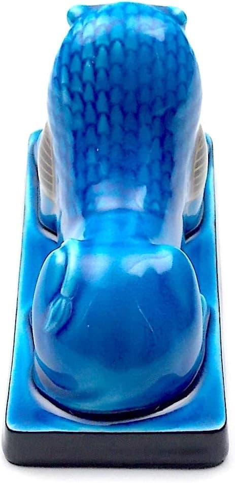 新品　幸兵衛窯 青釉オーナメント セクメト 古代エジプトの神　ライオンの置物