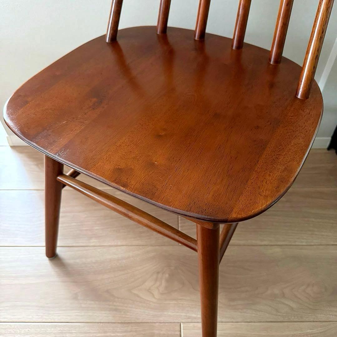 木製ウィンザーチェア【ヴィンテージ調/ブラウン】２脚セット