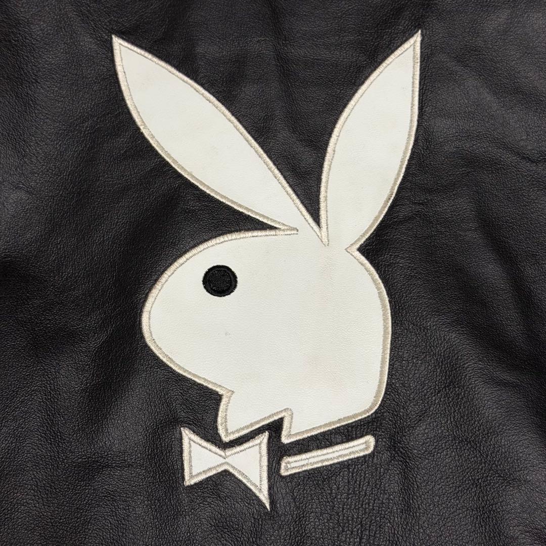 【極美品】プレイボーイ　ライダースジャケット　レザー　ラビットレッド　黒色　M