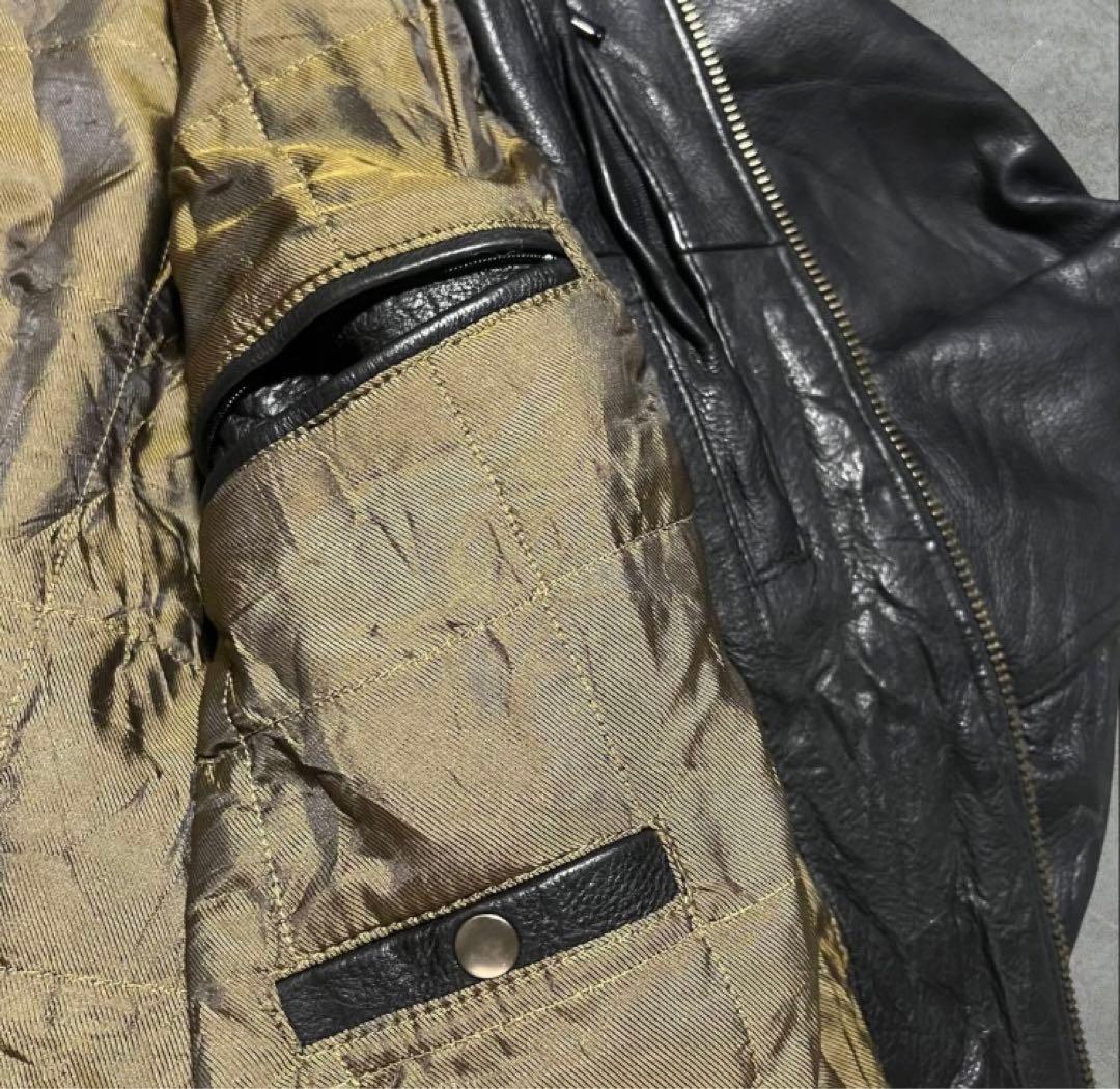 WILSONS本革ハーレーカスタム刺繍イーグルワッペンレザージャケットL古着