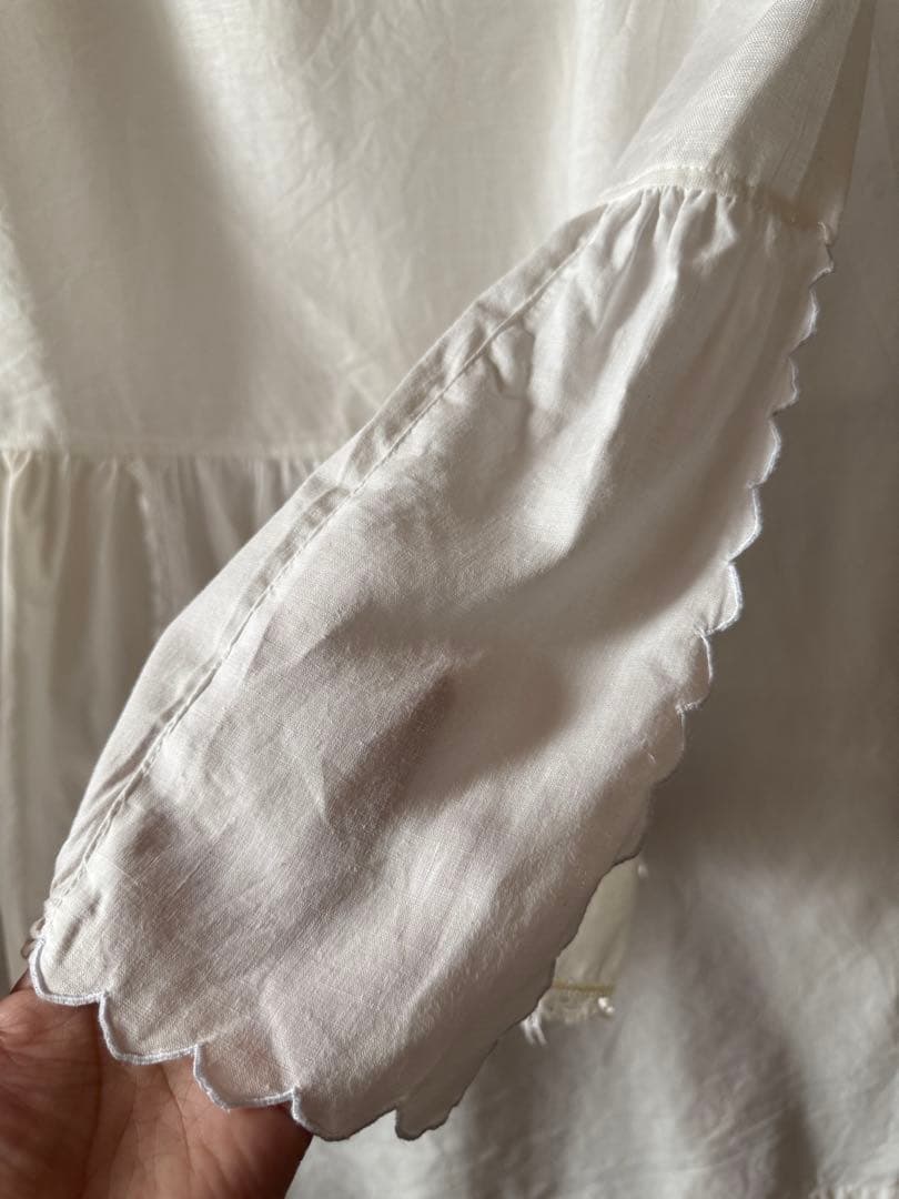 ホワイトリネンとフランスアンティークレース刺繍ஐ⋆*ふりふりカーテン