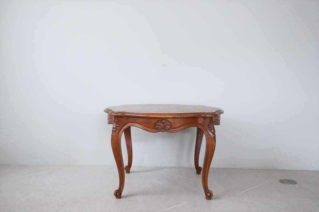 フランスアンティーク木製コーヒーテーブル/センターテーブル机/飾り棚(88-45