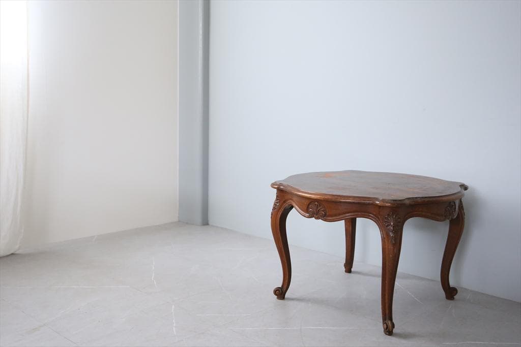 フランスアンティーク木製コーヒーテーブル/センターテーブル机/飾り棚(88-45