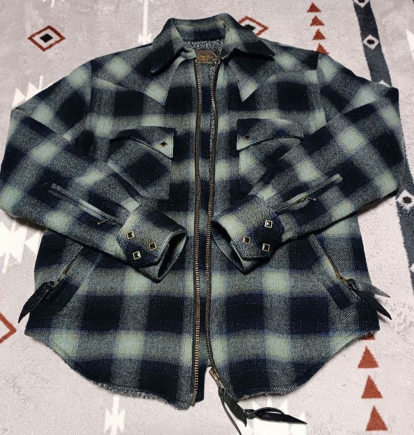 SKULL FLIGHT チェック柄ボアジャケット M