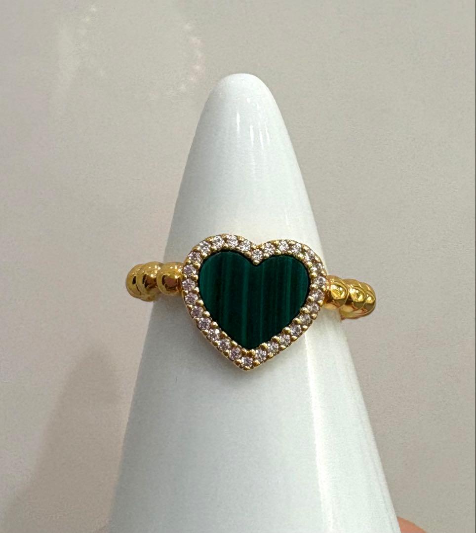 最終価格 APM monaco ハート マラカイト リング