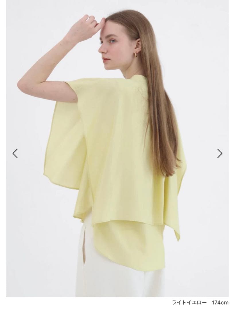 【今期新品未使用】ヤマダヤ　ケープシャツブラウス　Aga ライトイエロー