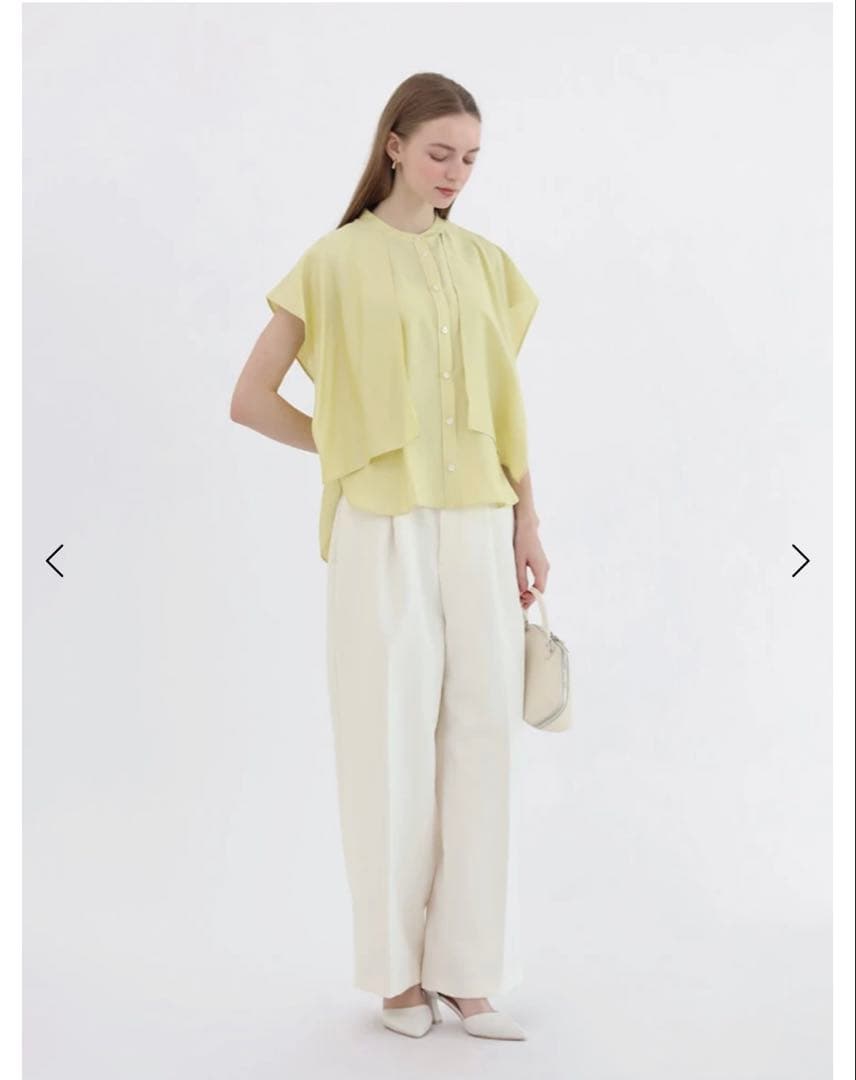 【今期新品未使用】ヤマダヤ　ケープシャツブラウス　Aga ライトイエロー