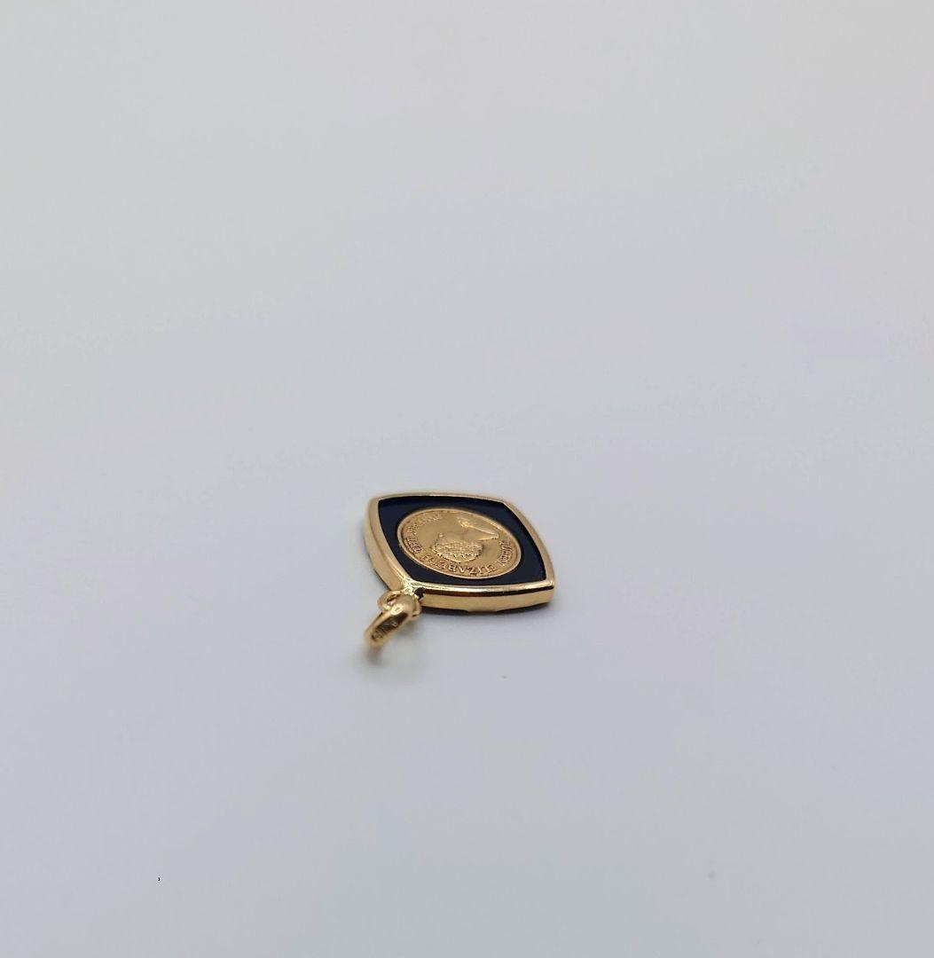 k18ネックレストップ　オニキス　エリザベス二世　k18ペンダントトップ