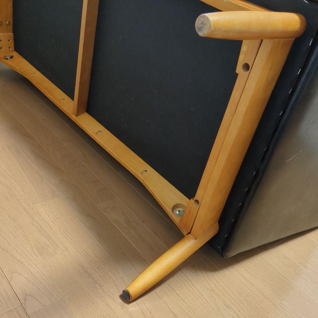 unico ワイス黒 合成皮革 2人掛けソファ　ブラック