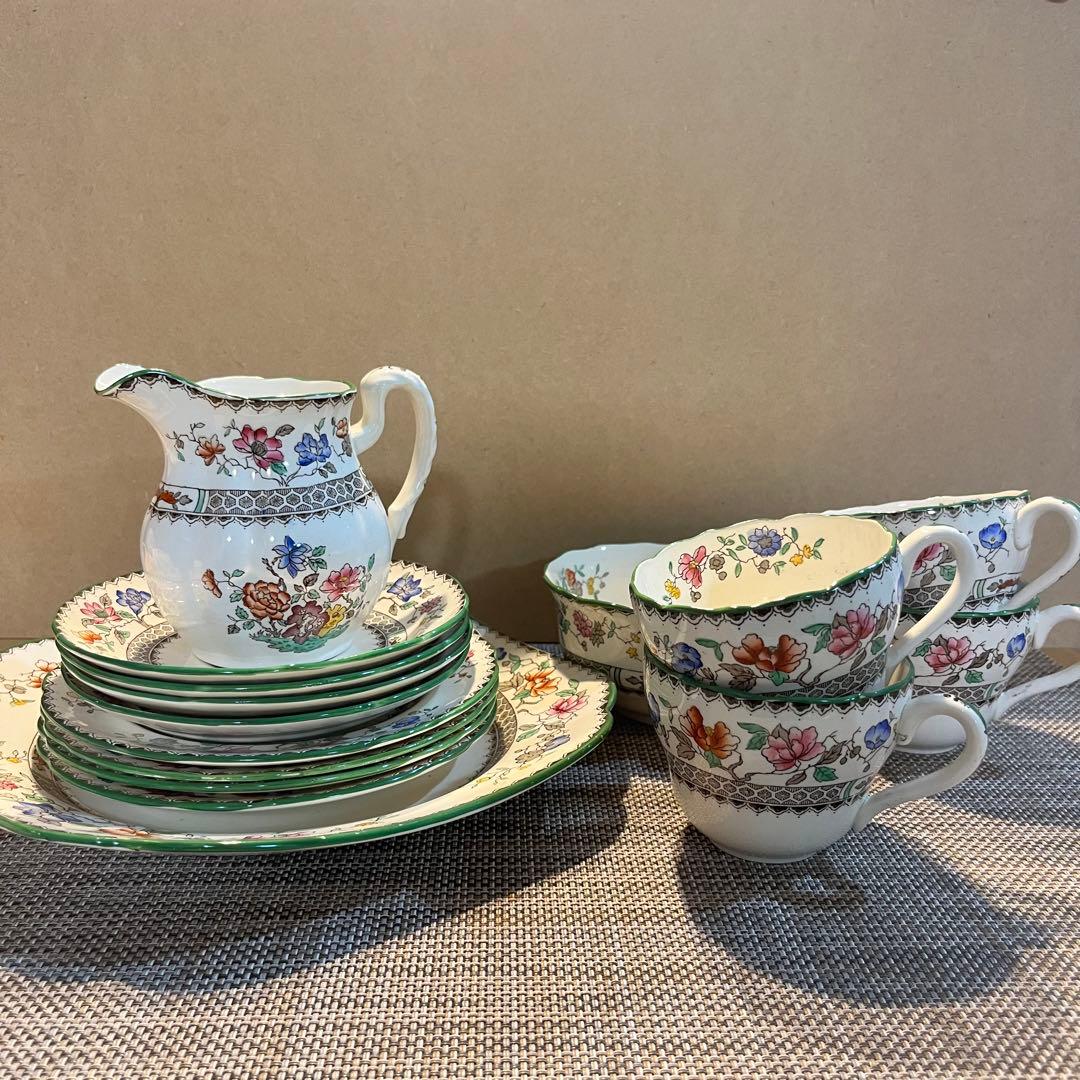 spode チャイニーズローズ　トリオ4点、ミルクジャグ、シュガーボウル、大皿