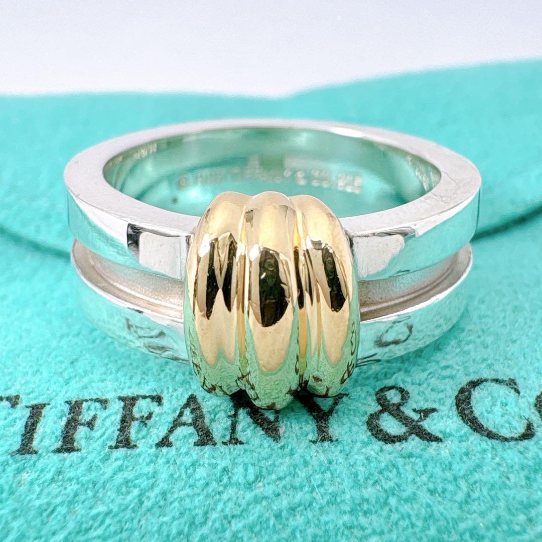 極美品 オールドティファニー グルーヴ ウィズ 16.5号 シルバー k18