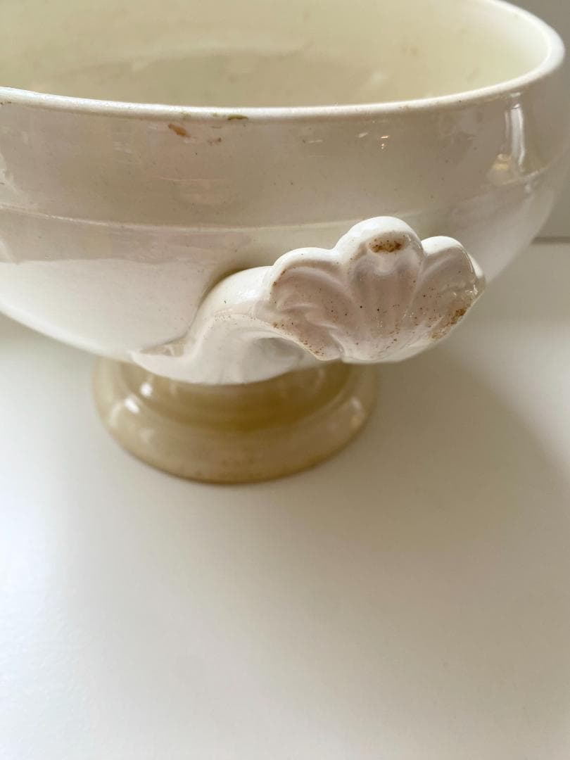 フランス アンティーク リュネビル 白釉 小ぶりのスーピエール