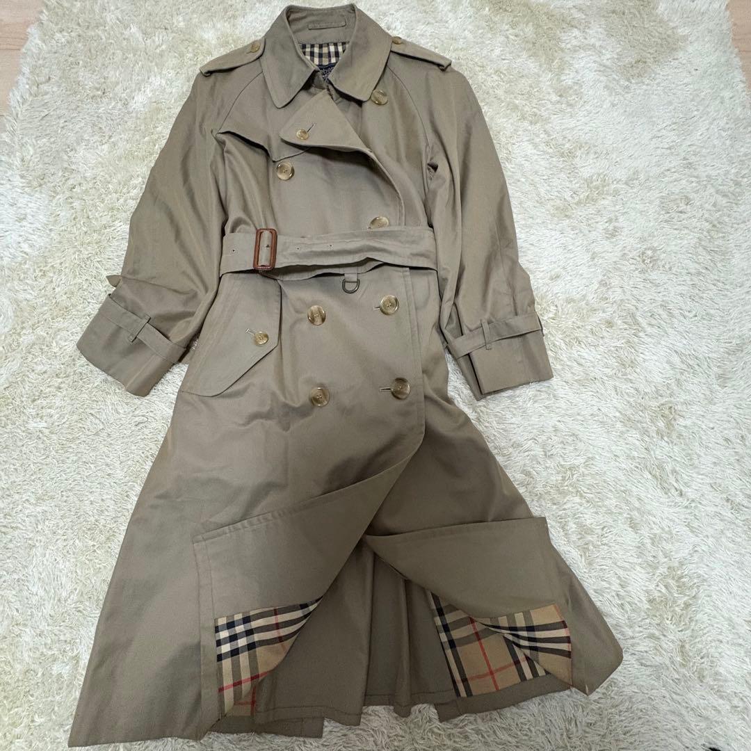 【大人気】バーバリー トレンチコート ノバチェック 玉虫色 カーキ マキシ丈