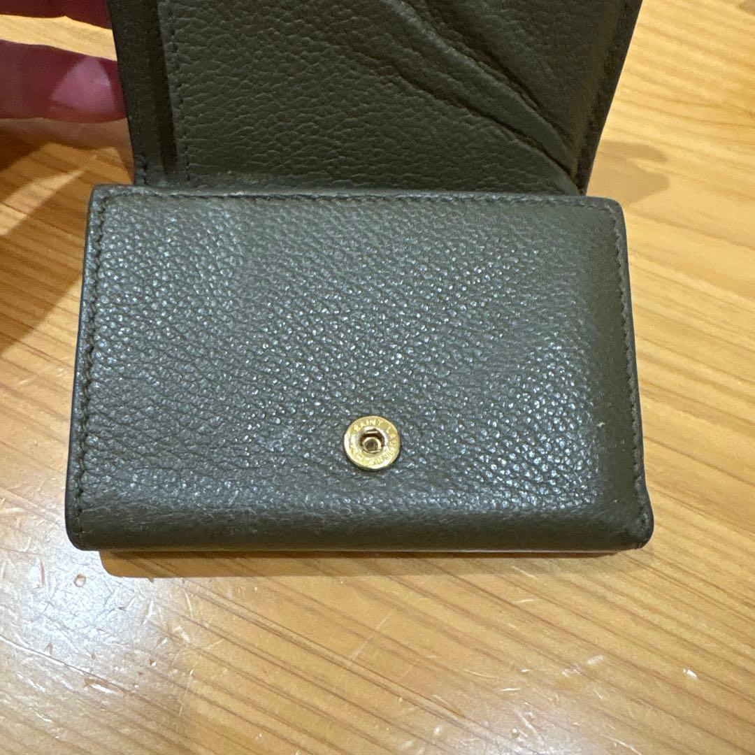 サンローラン 三つ折り財布 レザー ゴールドロゴ コンパクト