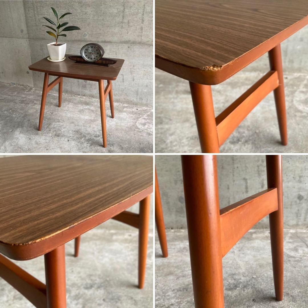 テーブル 机 サイドテーブル 置物台 飾り台 花台 木製 木目調 昭和レトロ