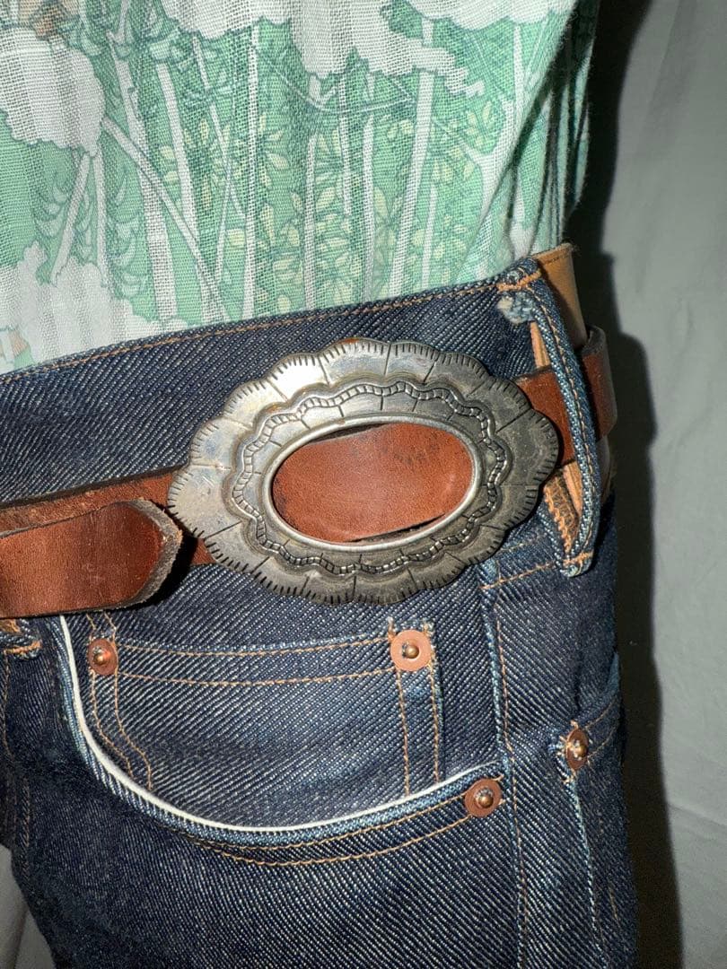 70s インディアンベルト レザー 本革 ヴィンテージ ナバホ アメカジ