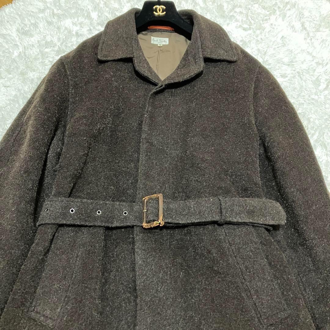ポールスミス　ステンカラーコート　肉厚ウール　ロング丈　ベルト付き　ブラウン　M