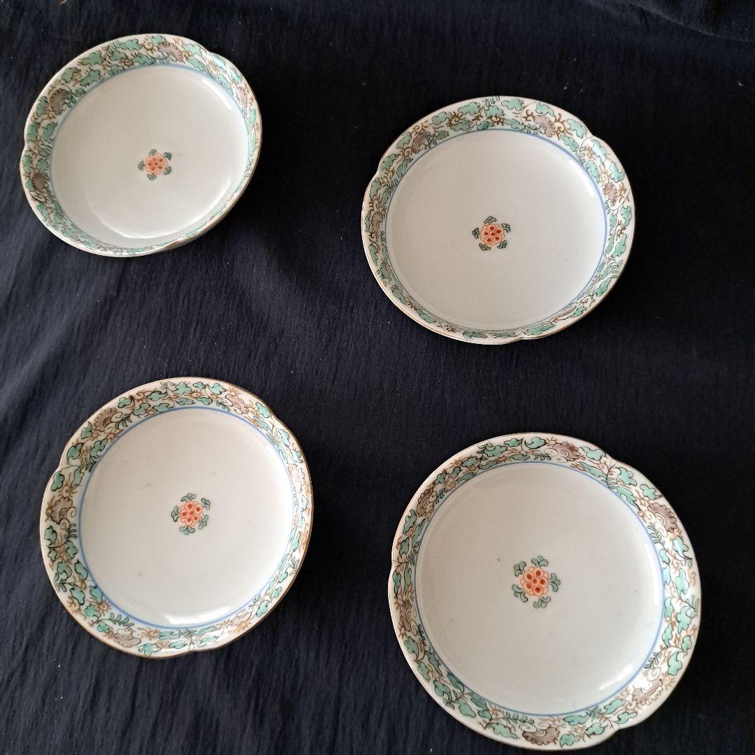 「モダンな花唐草の伊万里！」明治伊万里皿 (直径12cm)4客セット 骨董アンテ
