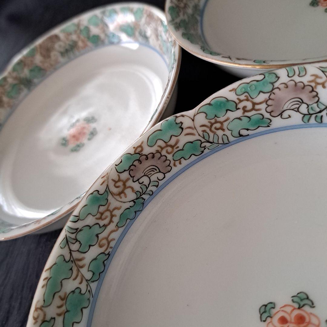 「モダンな花唐草の伊万里！」明治伊万里皿 (直径12cm)4客セット 骨董アンテ