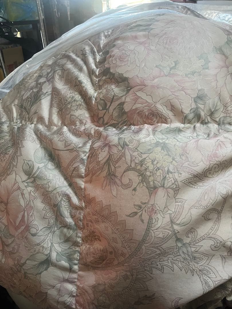 羽毛布団 花柄　150x210cm ホワイトグース95% 羽毛布団