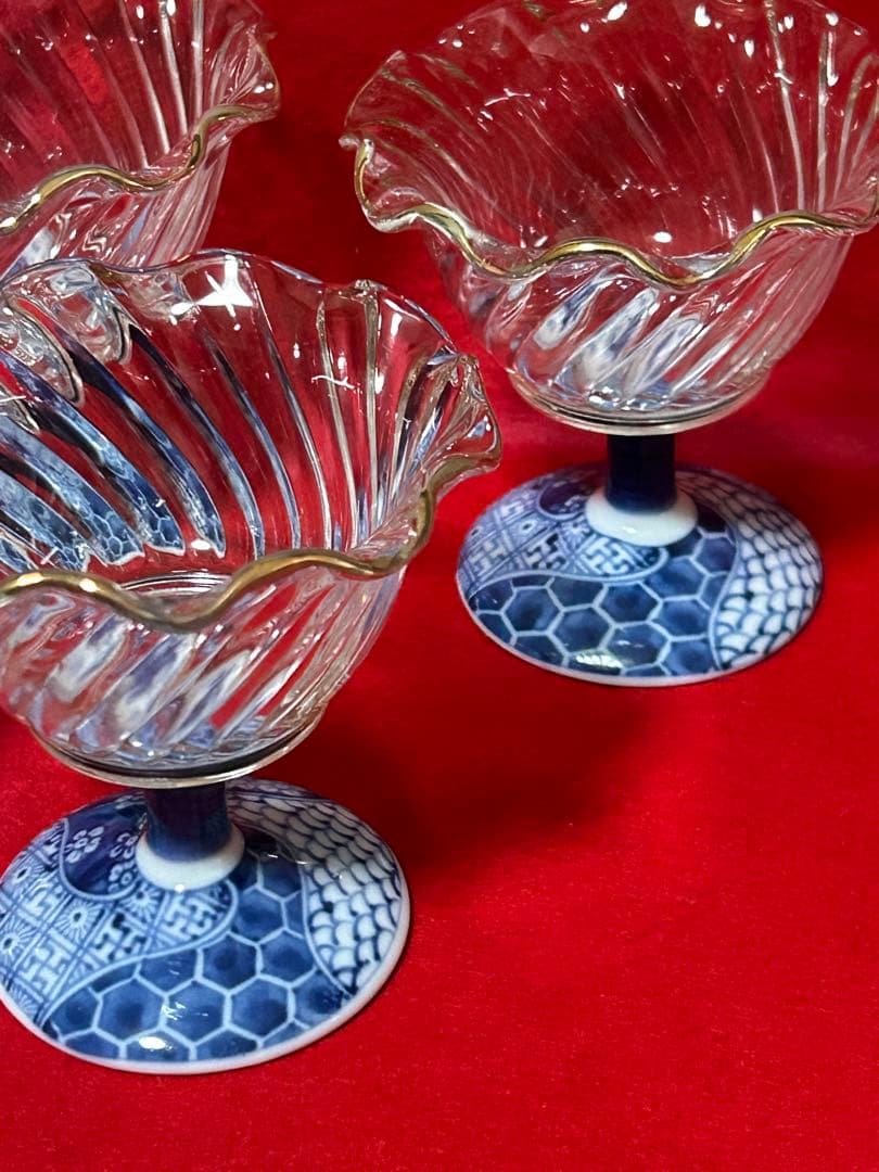 有田焼 デザートカップ龍峰窯 祥瑞ガラス デザート鉢揃 5客 三洋陶器 染付