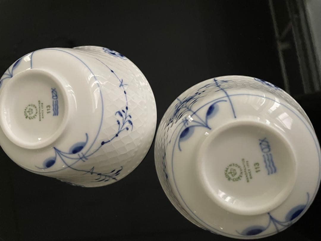 【新品】ロイヤルコペンハーゲン　ブルーパルメッテ 蓋つきカップ&ソーサー 2客