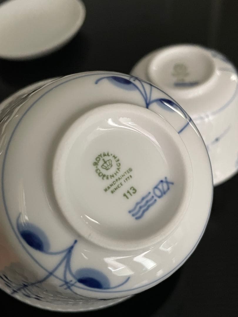 【新品】ロイヤルコペンハーゲン　ブルーパルメッテ 蓋つきカップ&ソーサー 2客