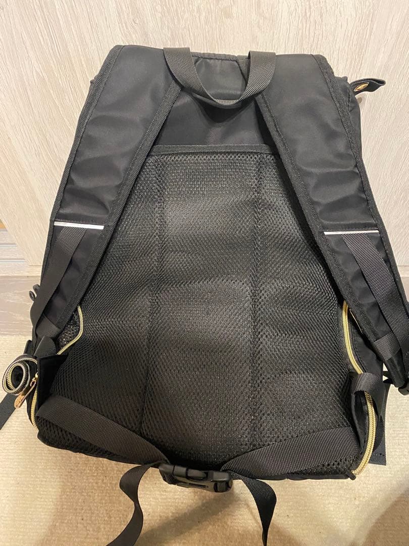 ペット用ナイロン製黒リュック・ストライプ内装