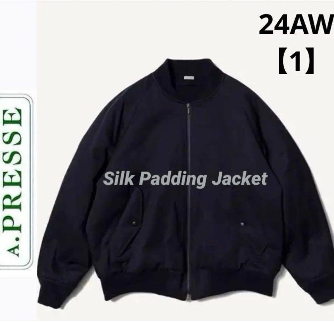 A.PRESSE Silk Padding Jacket ブラック