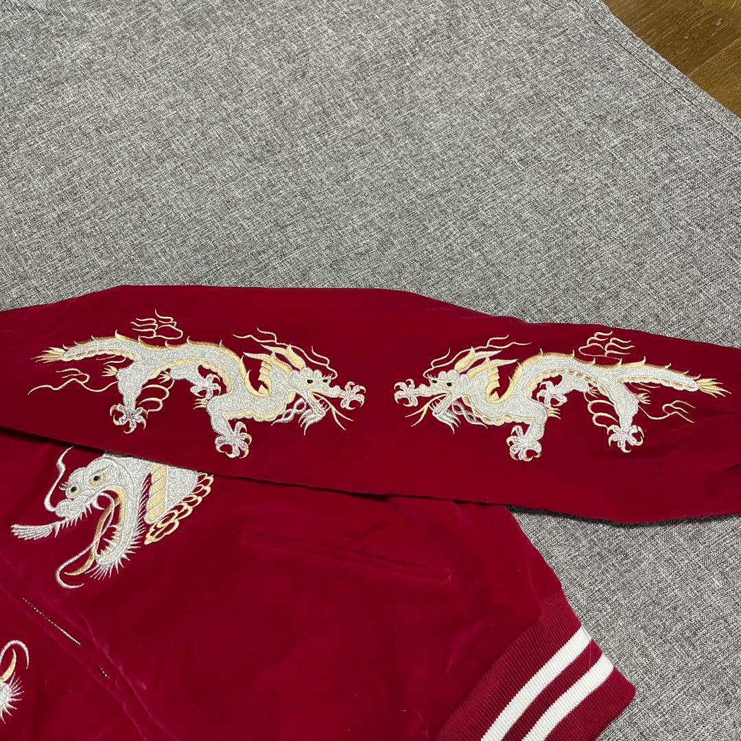 90s〜 ベロア 別珍 龍 刺繍 スカジャン LONDON F.B.