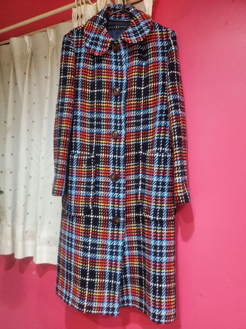 Child　Woman　チェック柄ウールロングコート